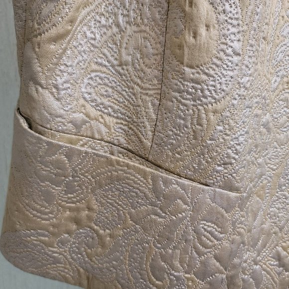 ST JOHN COUTURE FLORAL SILVER AND GOLD SILK BROCADE SUIT - Picture 6 of 10